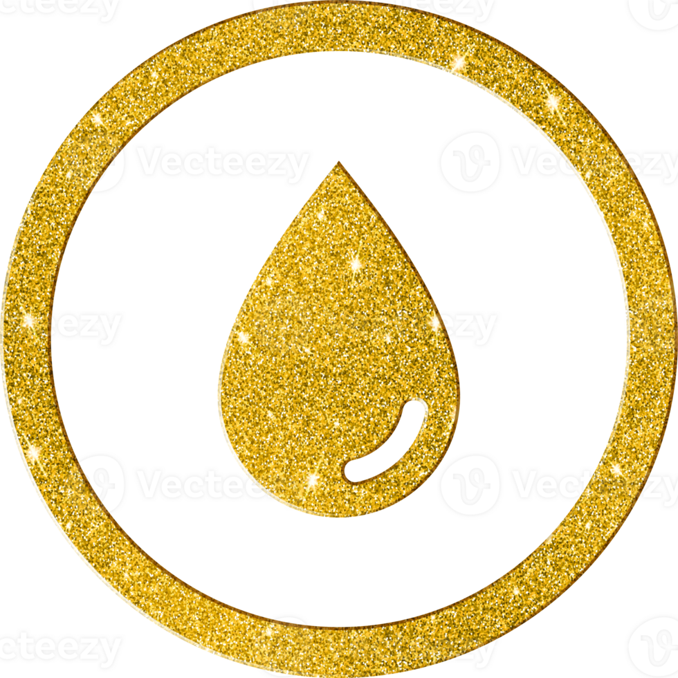 Gleaming Gold Water Drop Icon - Pure Liquid Symbol png