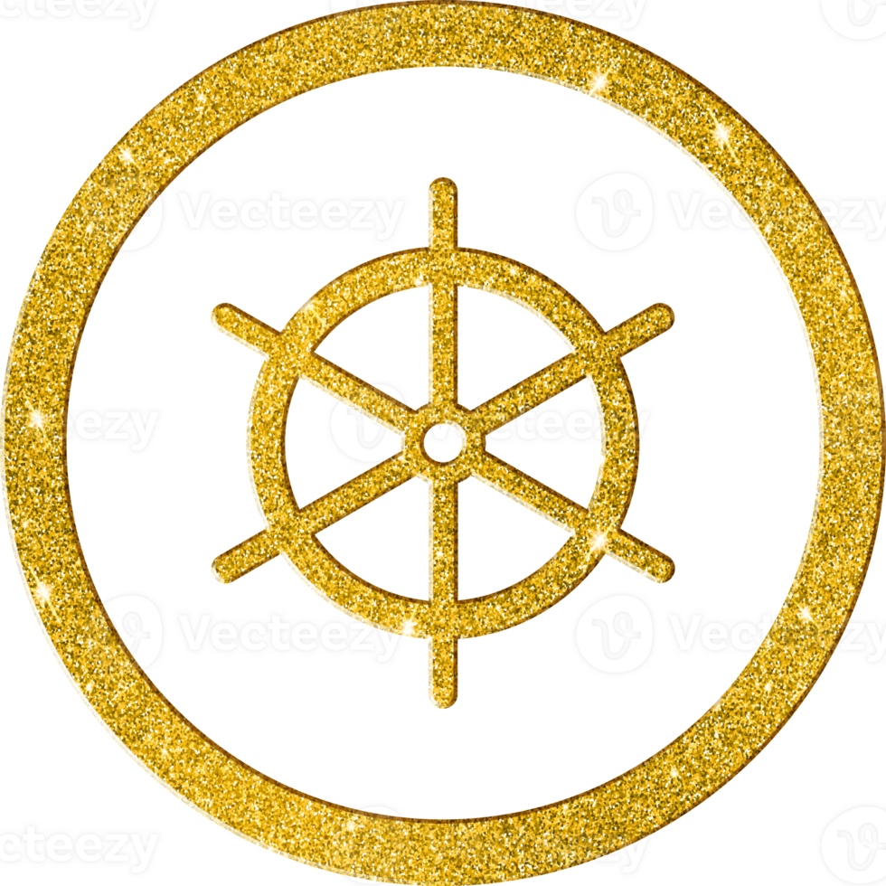 Luxury Gold Ship's Wheel Icon - Nautical Steering Symbol png