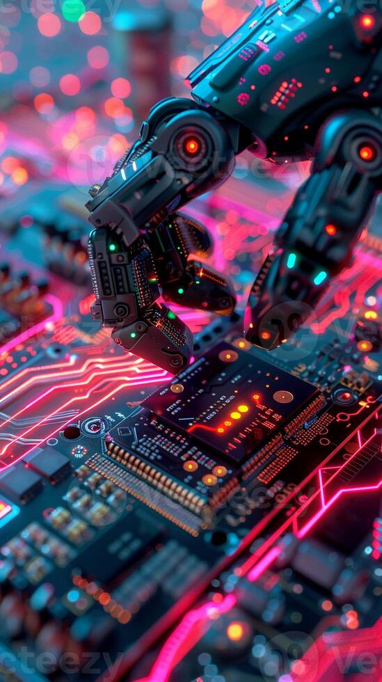 AI generated Robot arm circuit board photo