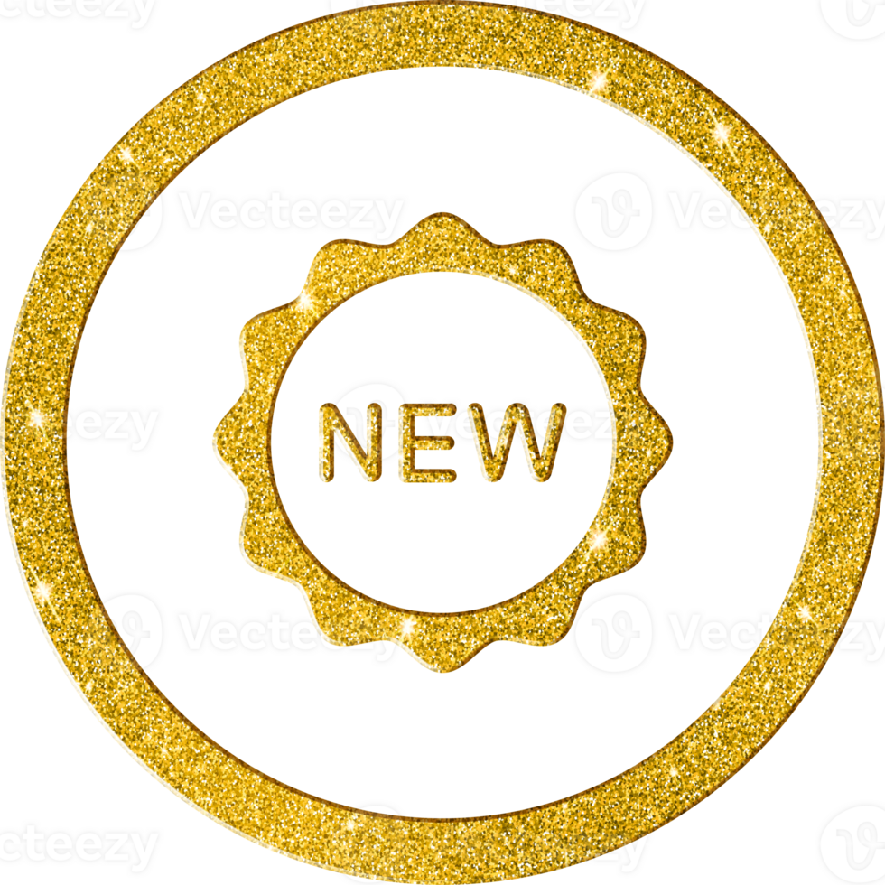 Deluxe Gold Glitter New Badge Icon for Latest and Trending png