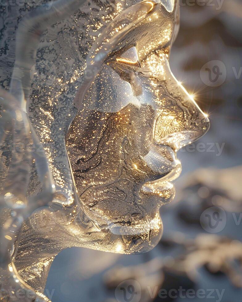 AI generated Ethereal Sculpture Glimmering metal photo