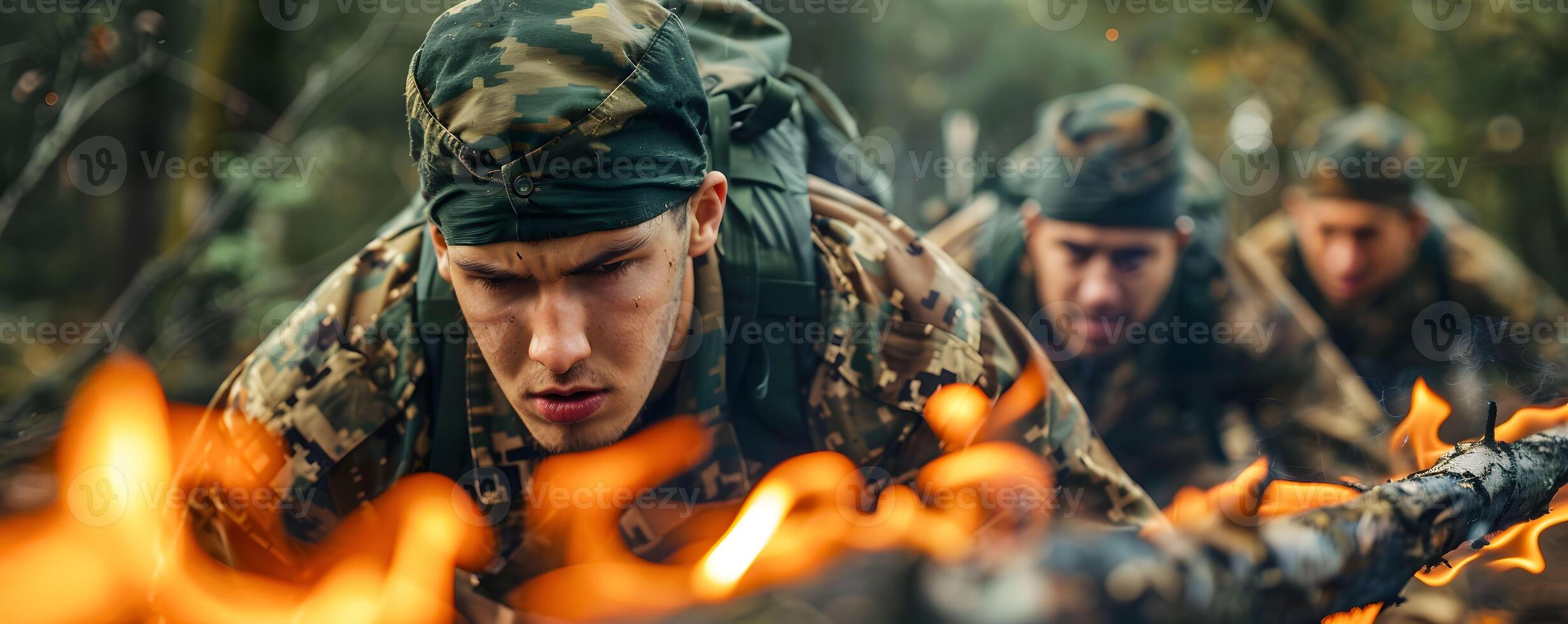 AI generated Boot camp obstacle course trial by fire photo