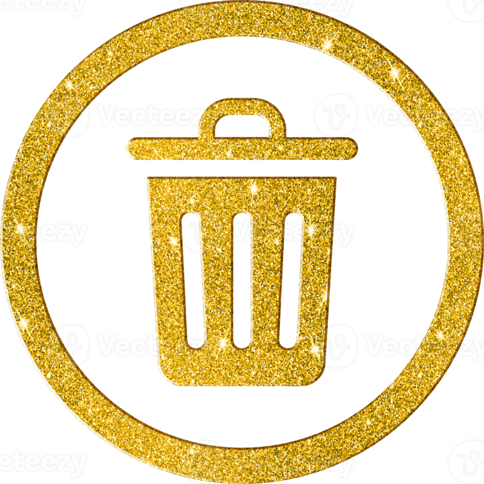 Deluxe Gold Trash Can Icon - Elegant Waste Disposal Symbol png