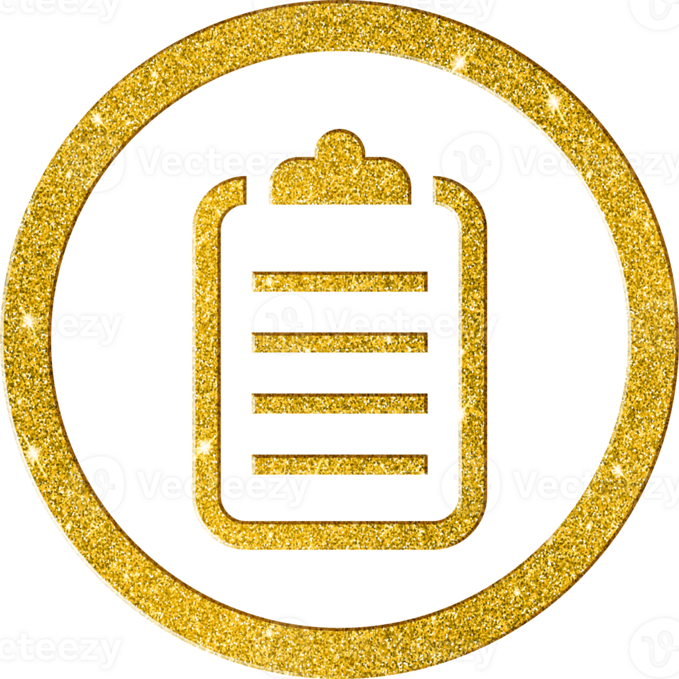 Glittering Gold Glitter Clipboard Icon for Organization png