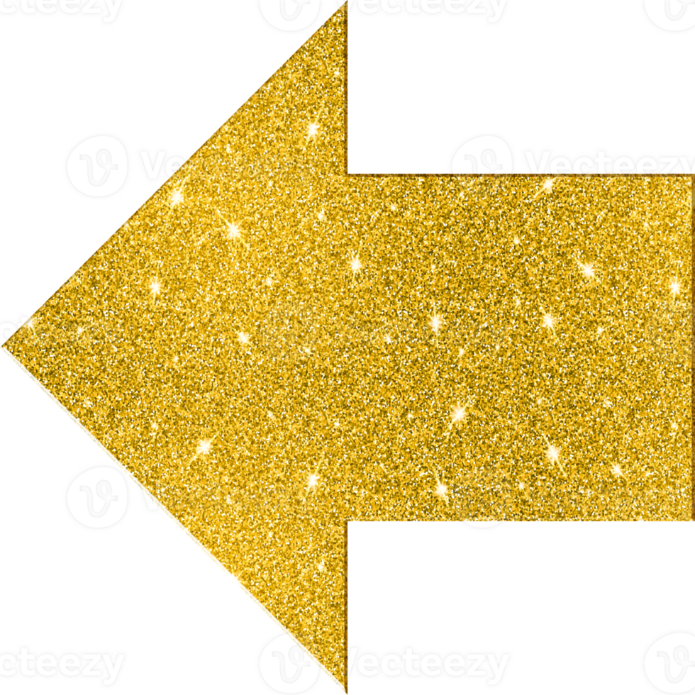 File Arrow Left Shape Gold Glitter 3D Premium Elegant Sparkling Decorative Lustrous Chic Basic Shapes png