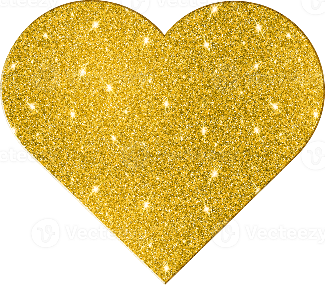 Heart Shape Gold Glitter 3D Premium Elegant Sparkling Decorative Lustrous Chic Basic Shapes png