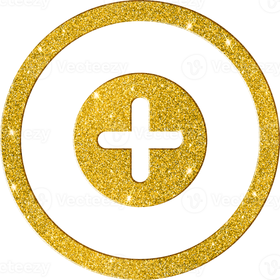 Glistening Gold Glitter Plus Sign Icon png