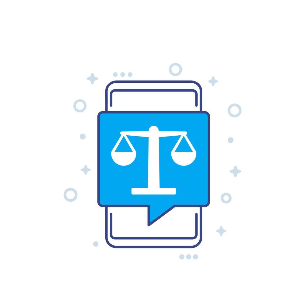 online legal help icon with a phone vector