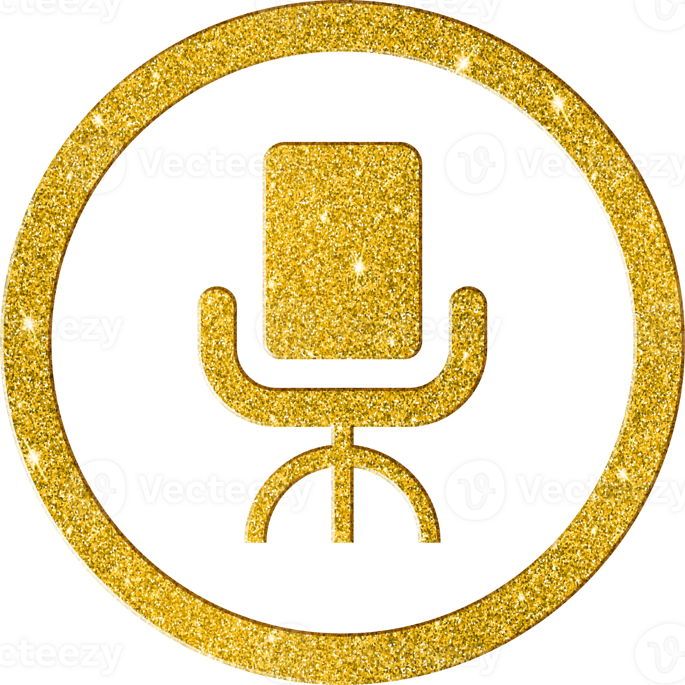 Elegant Gold Glitter Office Chair Icon png