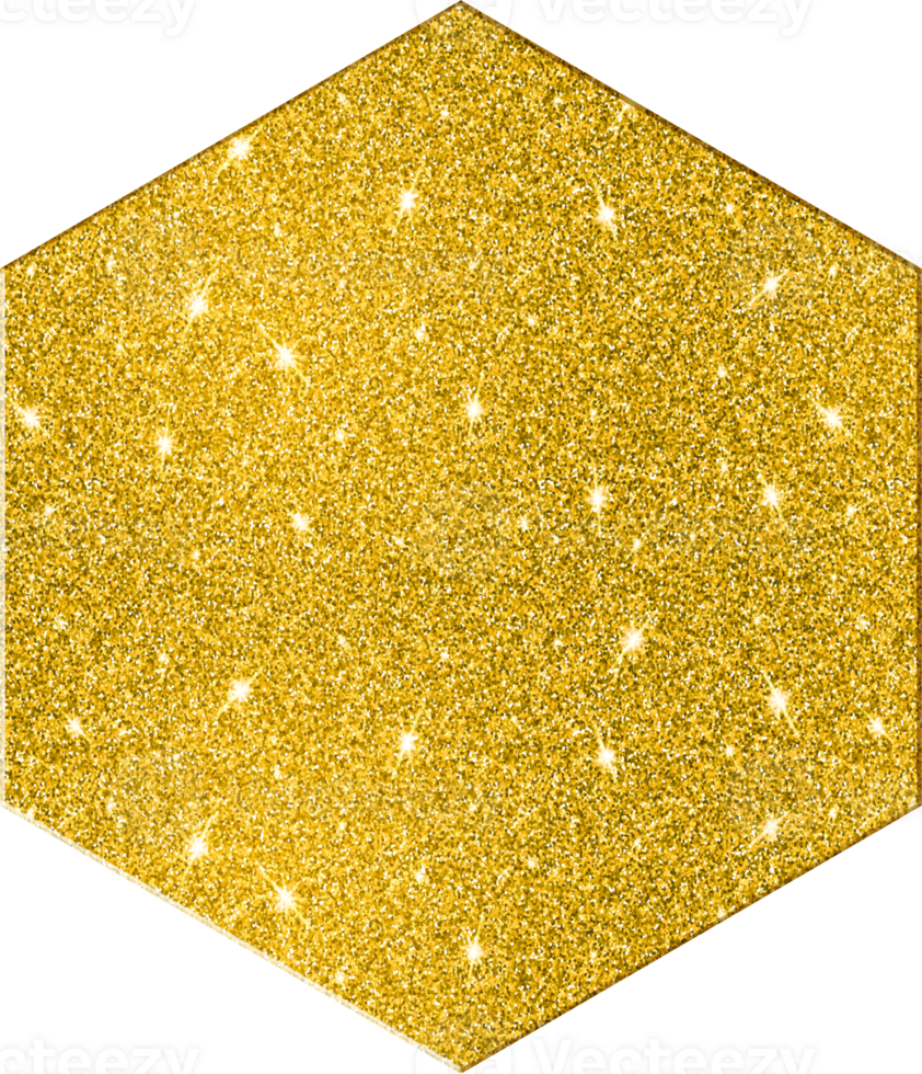 Hexagon Vertical Shape Gold Glitter 3D Premium Elegant Sparkling Decorative Lustrous Chic Basic Shapes png