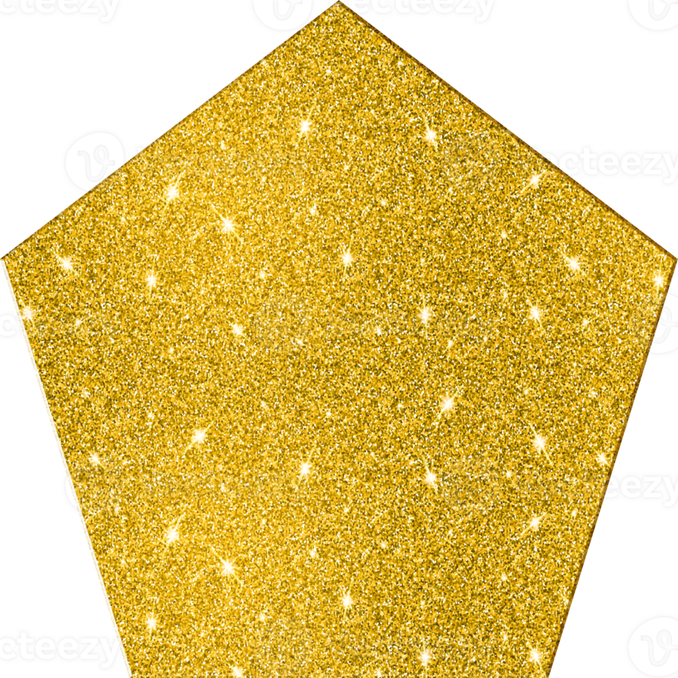 Pentagon Shape Gold Glitter 3D Premium Elegant Sparkling Decorative Lustrous Chic Basic Shapes png