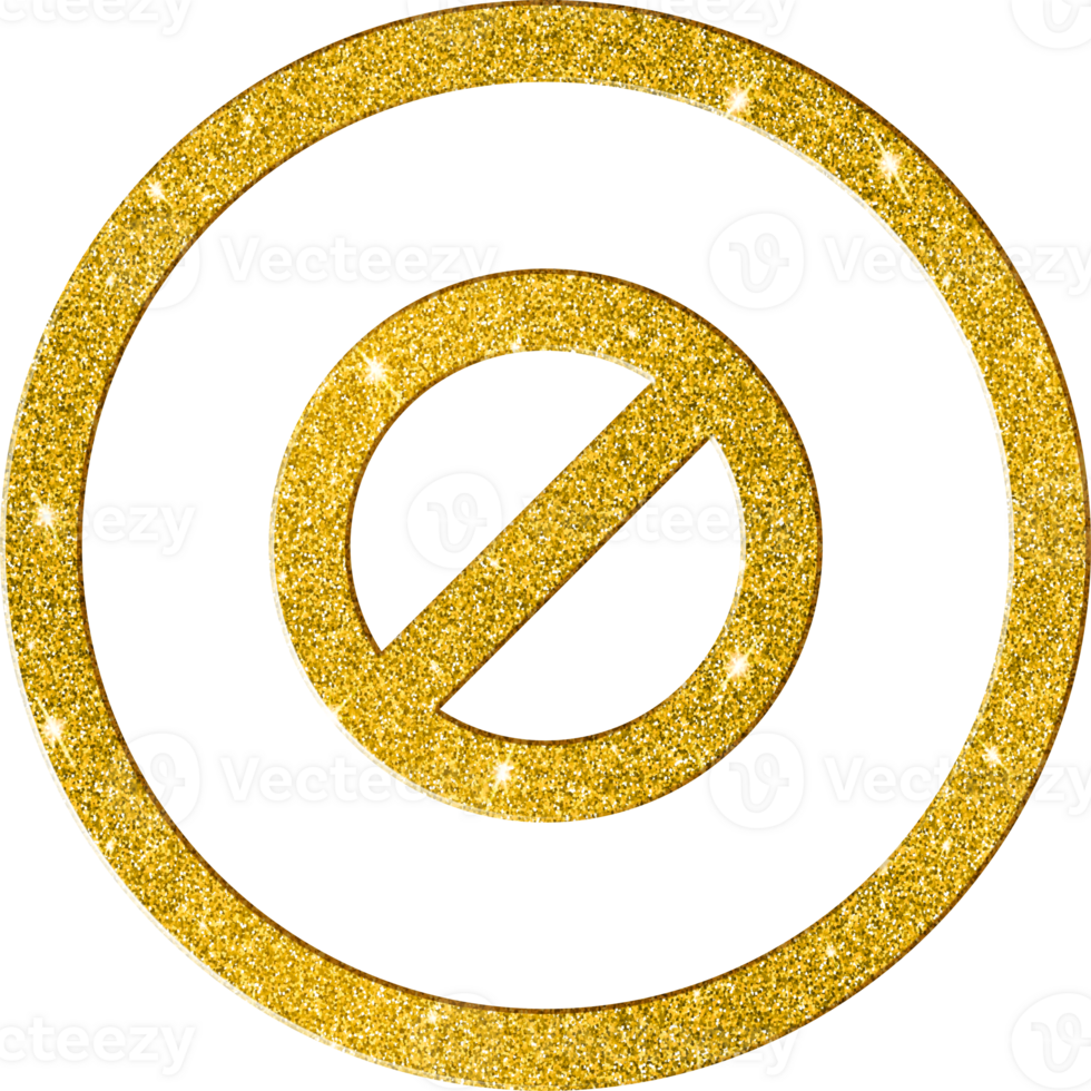 Elegant Gold Glitter Prohibition Sign Icon for Restrictions and Limits png