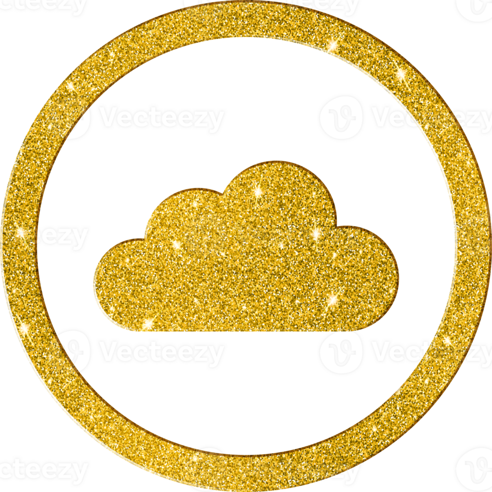 Gold Glitter Cloud Computing Icon for Tech and Internet png