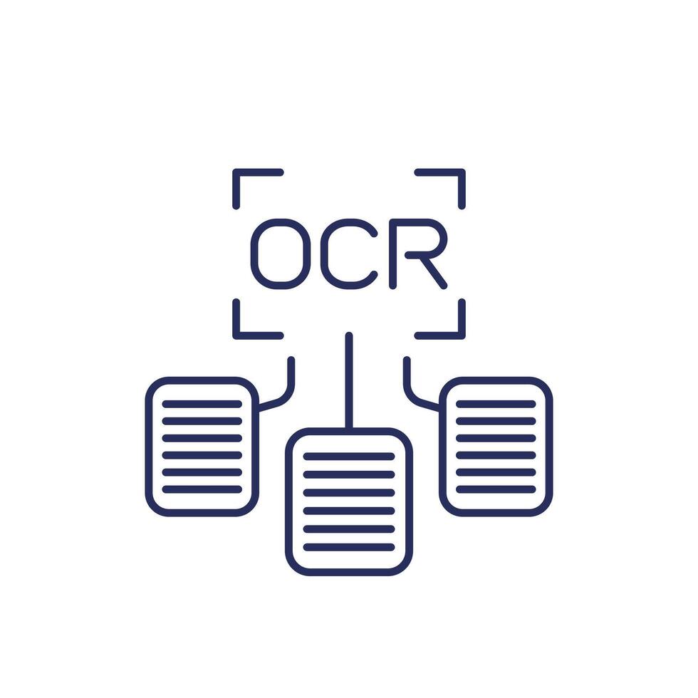 OCR line icon, Optical character recognition vector