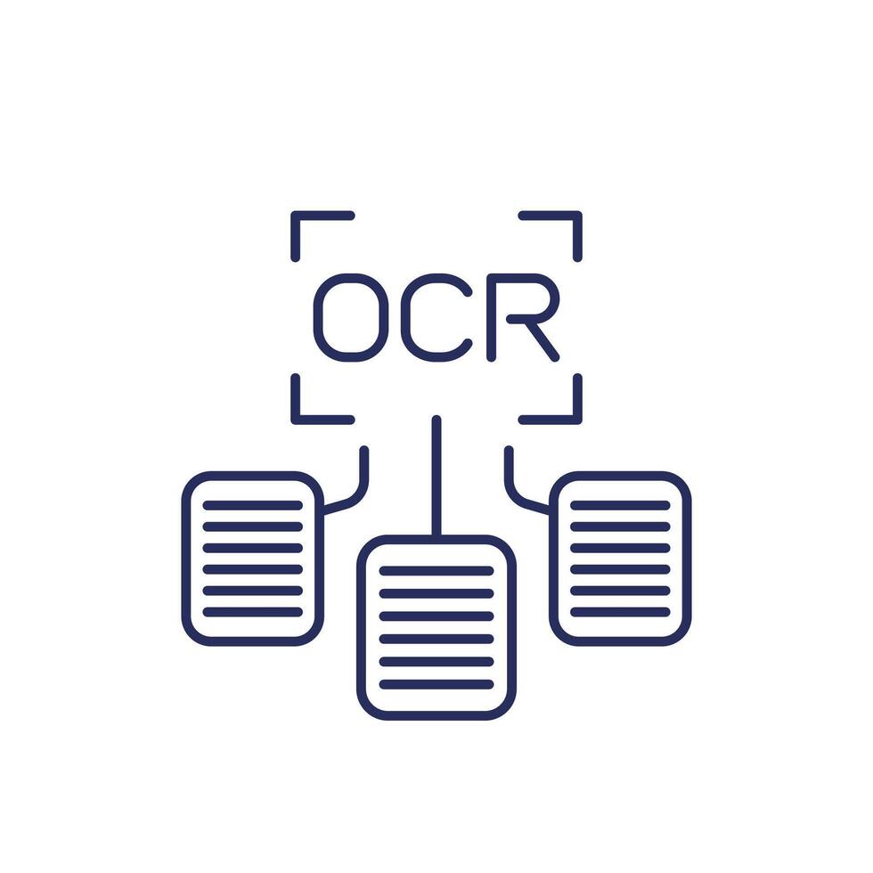 LOC línea icono, óptico personaje reconocimiento vector