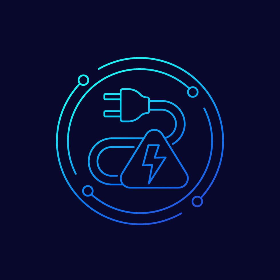 electric plug and electricity icon, linear design vector