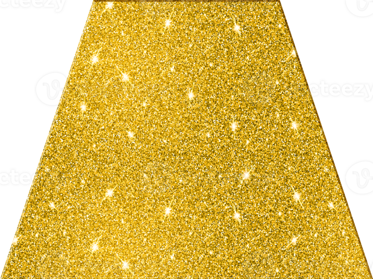 Trapezoid Up Shape Gold Glitter 3D Premium Elegant Sparkling Decorative Lustrous Chic Basic Shapes png