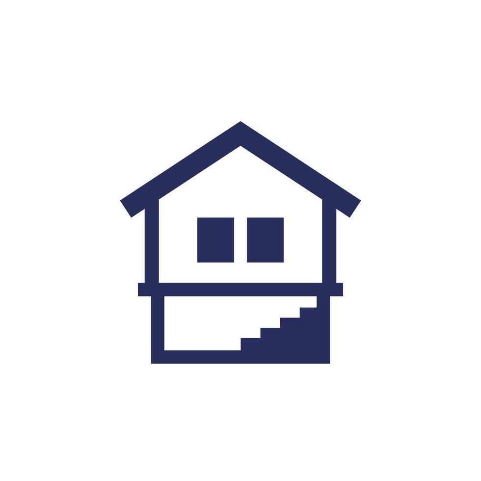 basement icon with a house, vector pictogram
