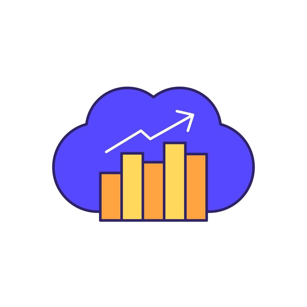 cloud analytics icon with outline vector