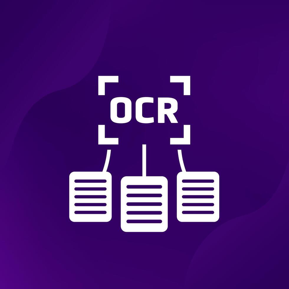 LOC icono para aplicaciones y web, óptico personaje reconocimiento vector