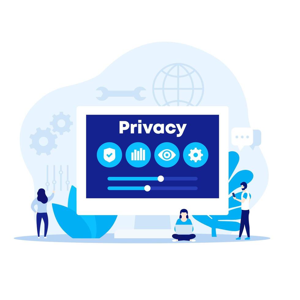 privacy control vector illustration with people