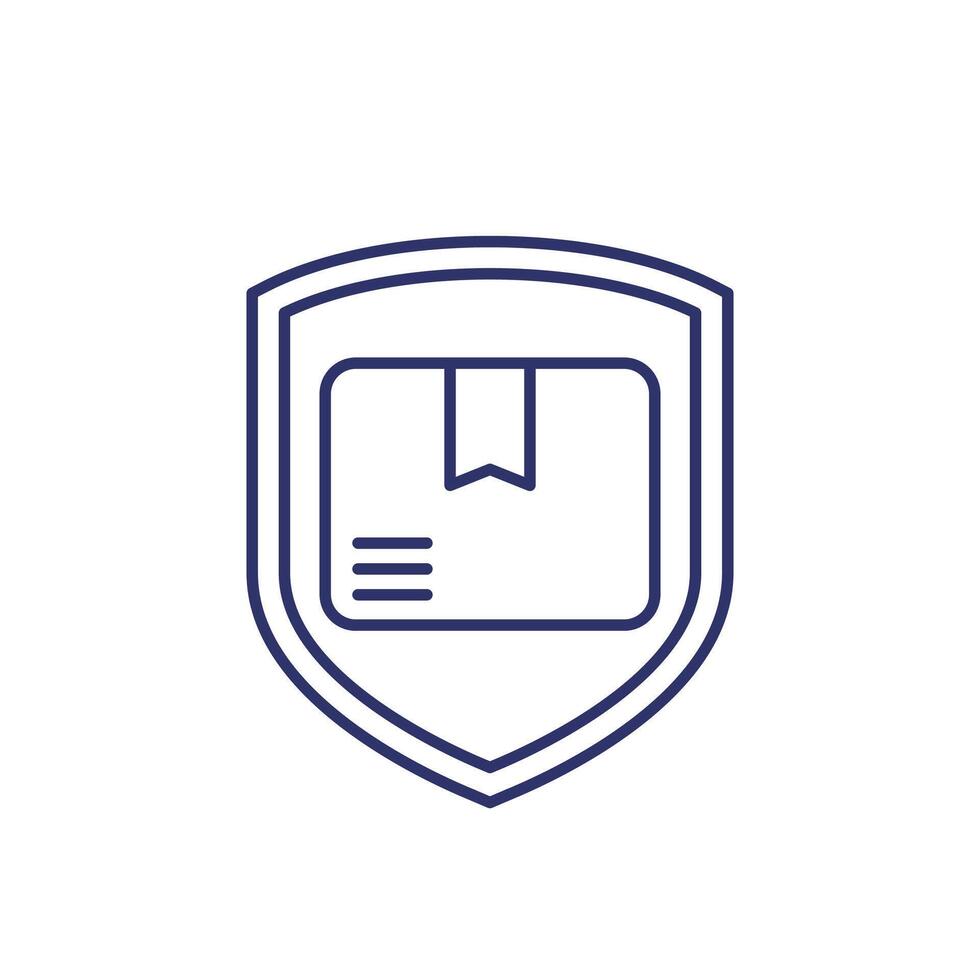 parcel insurance line icon with a shield vector