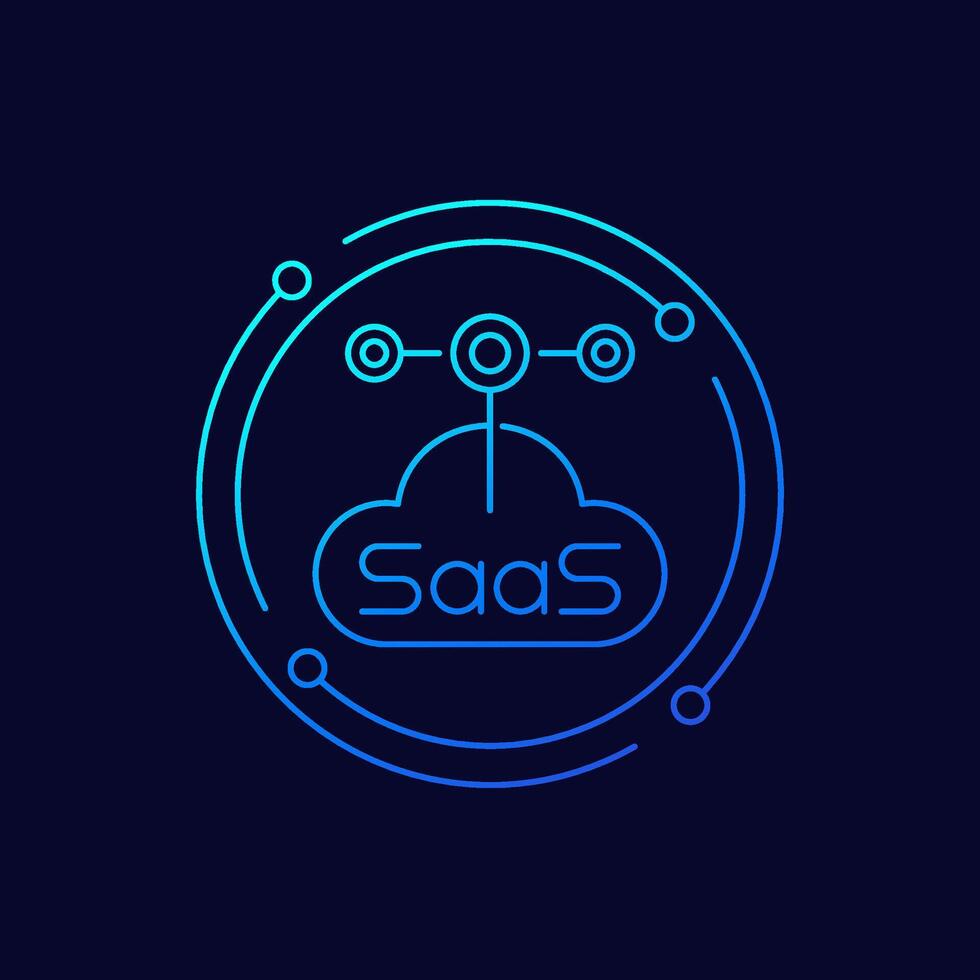 Saas icon, Software as a service linear design vector