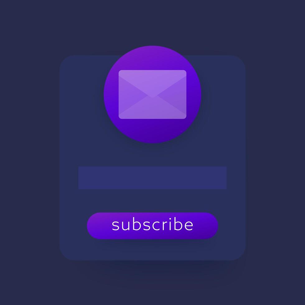 subscribe to newsletter form, dark vector design