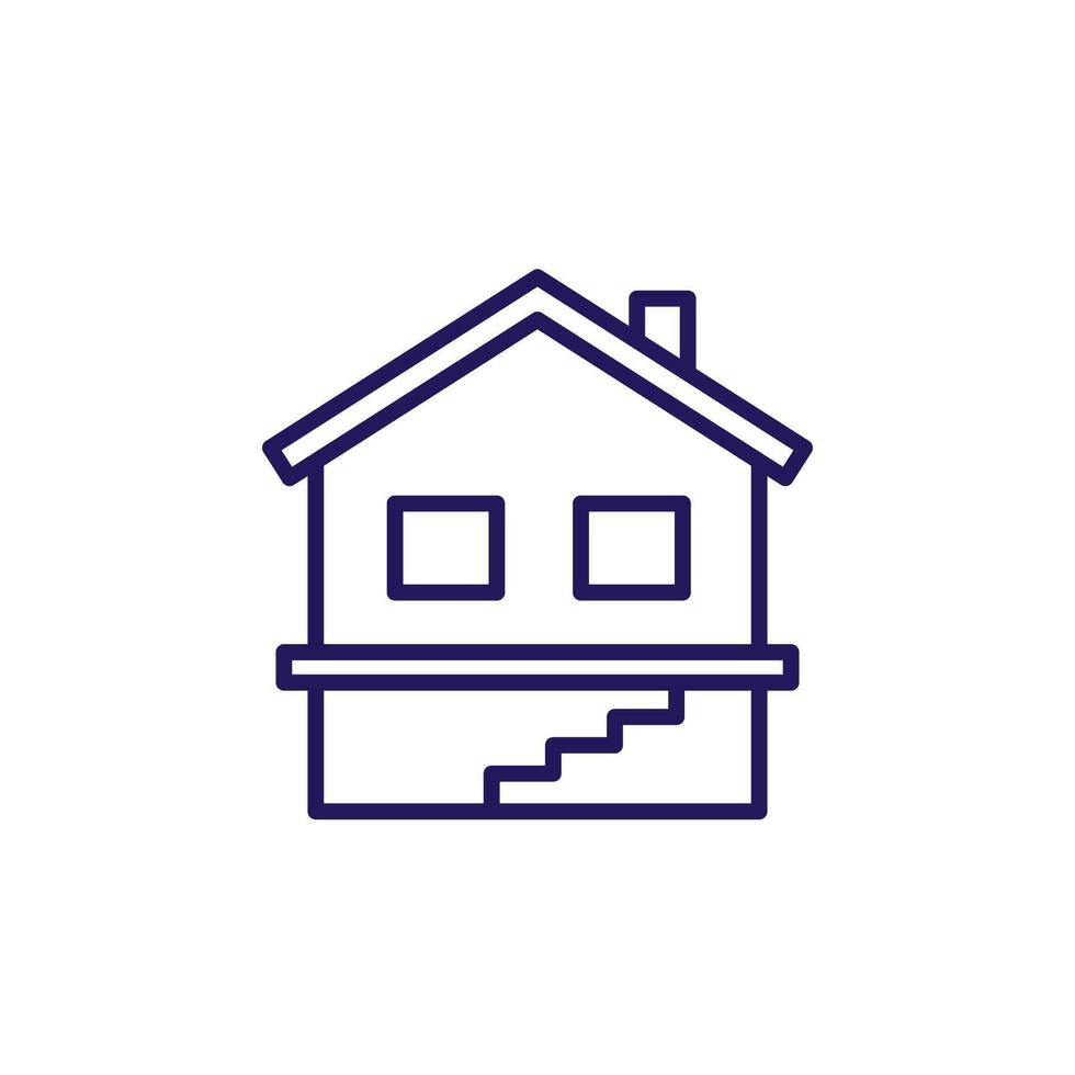 basement or cellar line icon with house vector