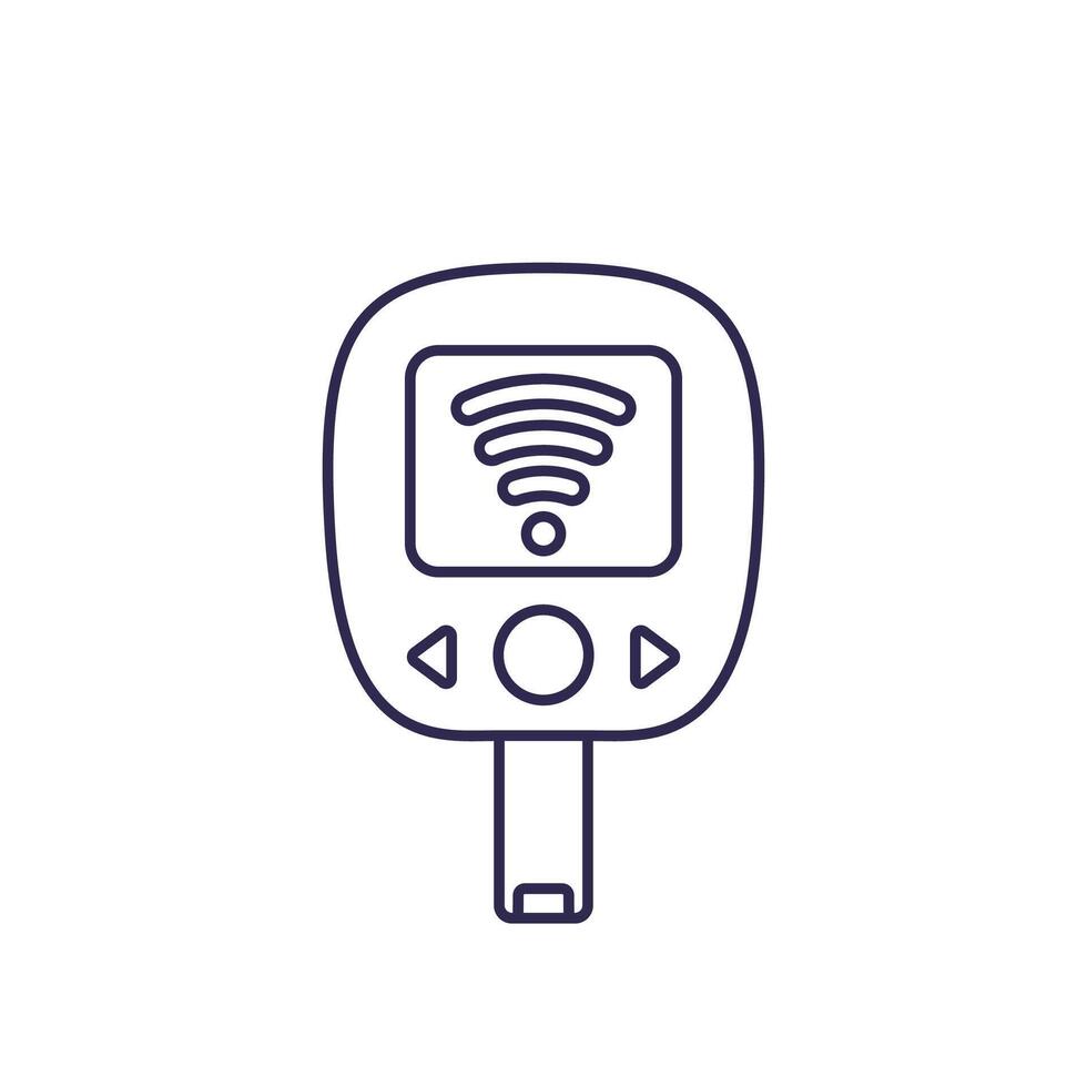 smart glucometer icon, glucose meter line vector