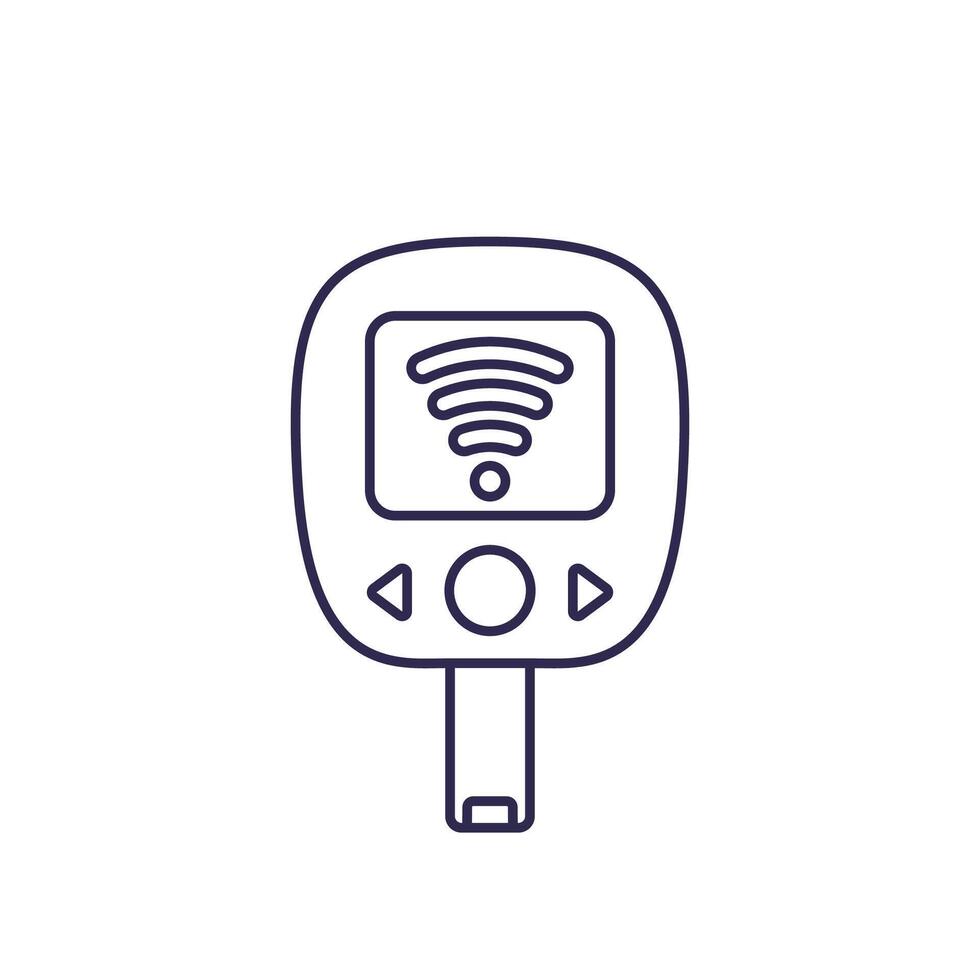 smart glucometer icon, glucose meter line vector