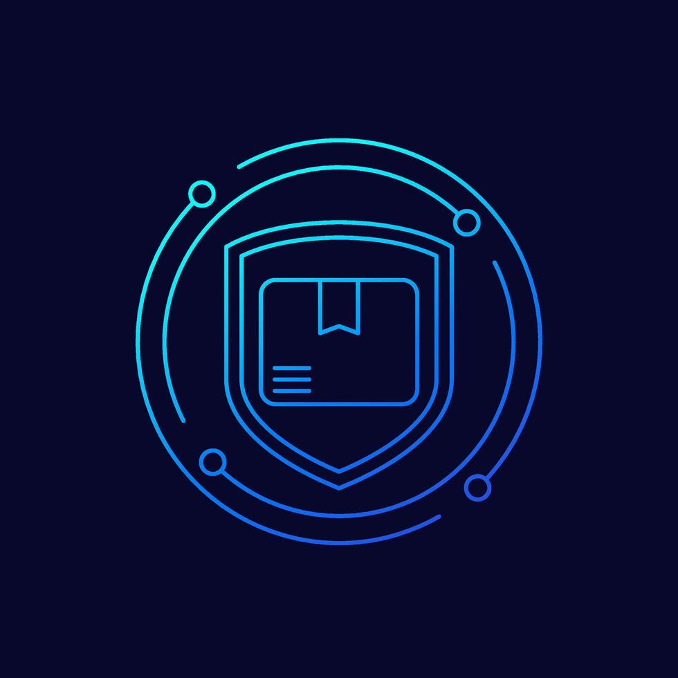parcel insurance icon, linear design vector