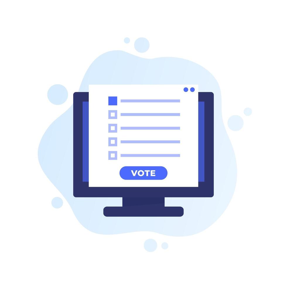 Online voting icon with a computer vector