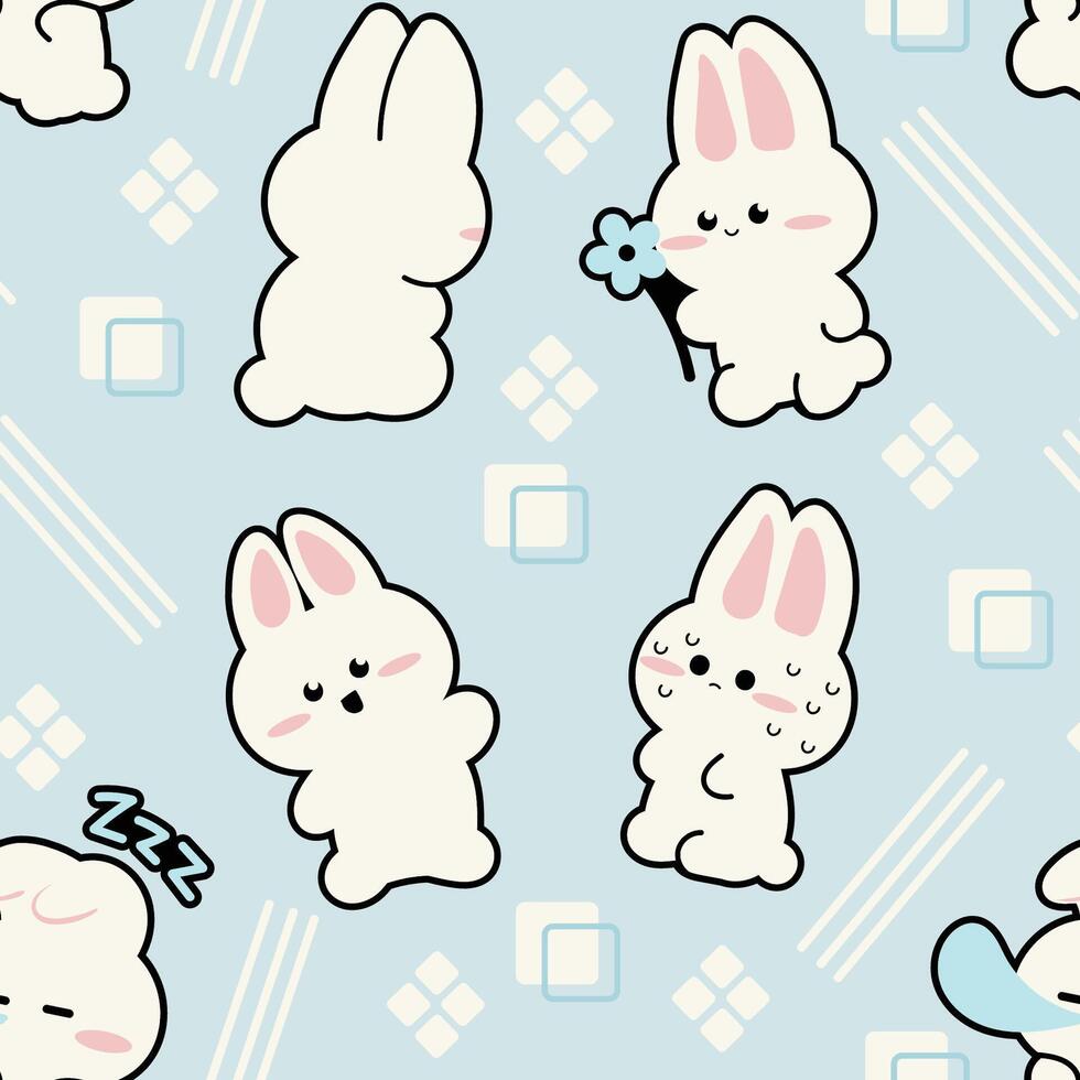 Cute Bunny Seamless Pattern Gift Wrapper Design Vector Illustration Background