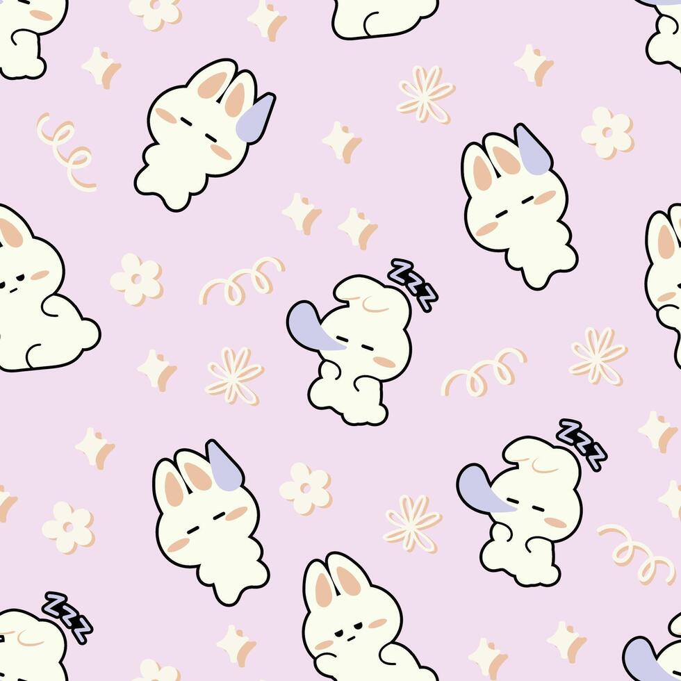 Cute Bunny Seamless Pattern Gift Wrapper Design Vector Illustration Background