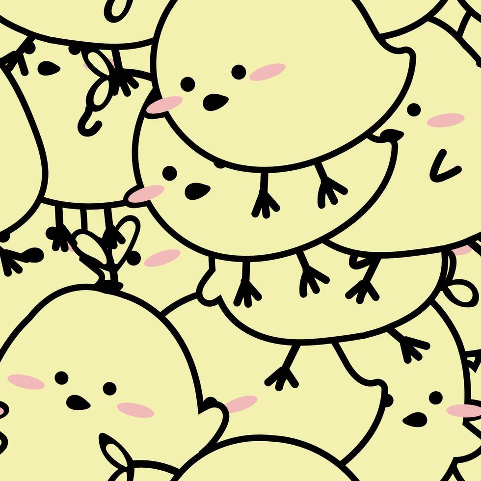 Cute Chicks Seamless Pattern Gift Wrapper Design Vector Illustration Background