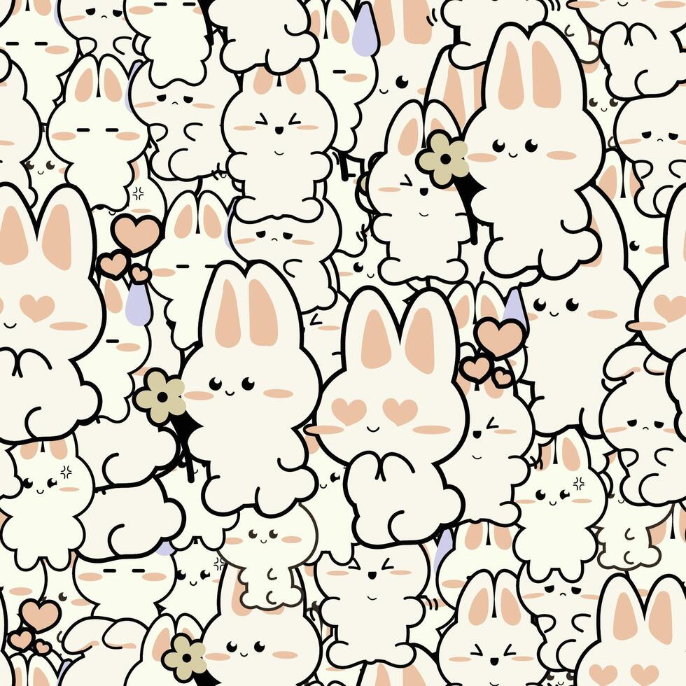 Cute Bunny Seamless Pattern Gift Wrapper Design Vector Illustration Background