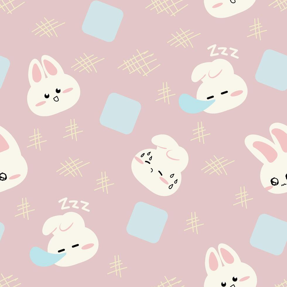 Cute Bunny Seamless Pattern Gift Wrapper Design Vector Illustration Background