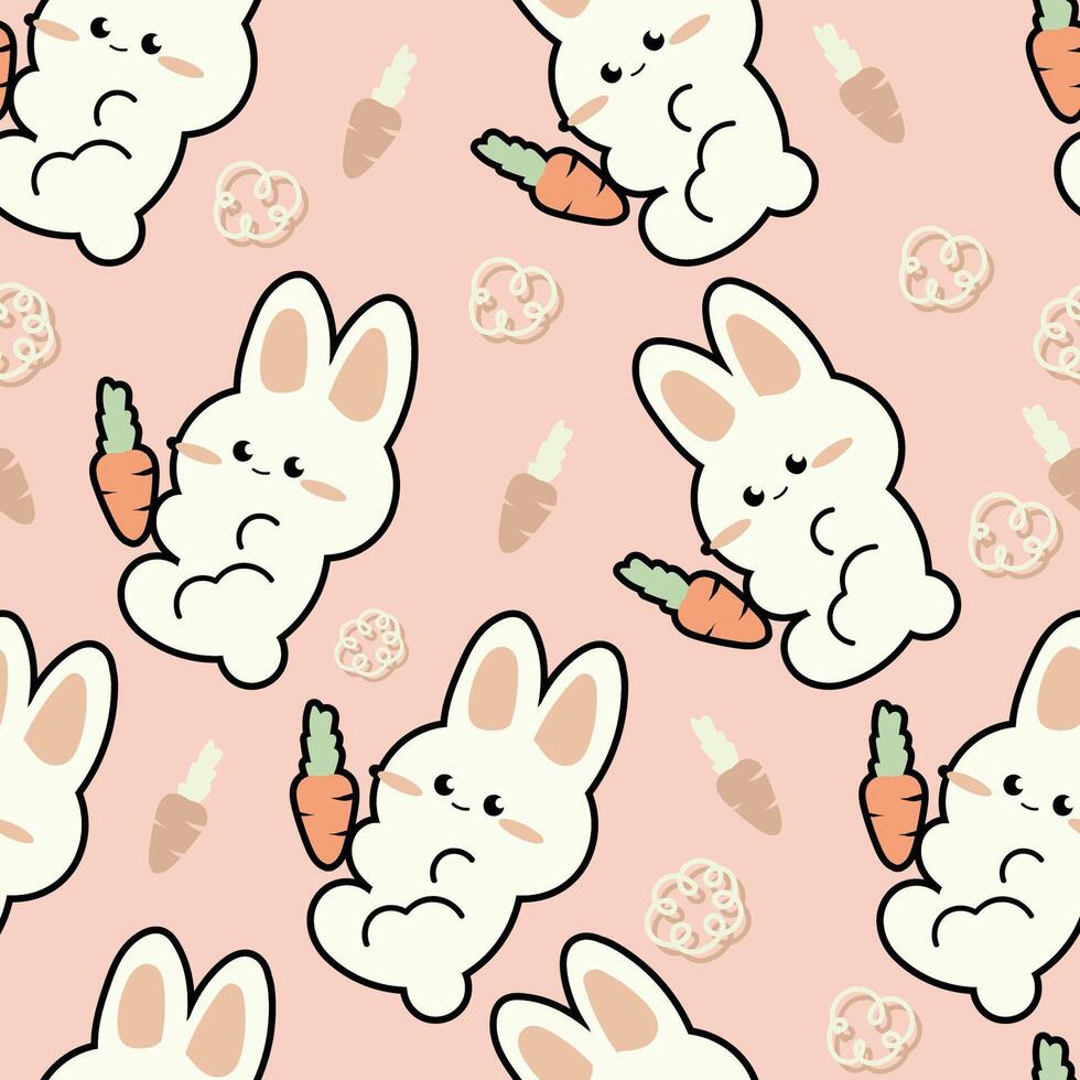 Cute Bunny Seamless Pattern Gift Wrapper Design Vector Illustration Background