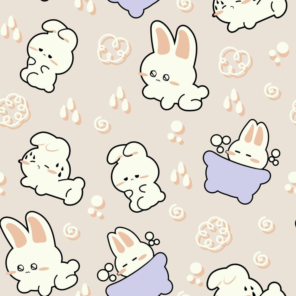 Cute Bunny Seamless Pattern Gift Wrapper Design Vector Illustration Background