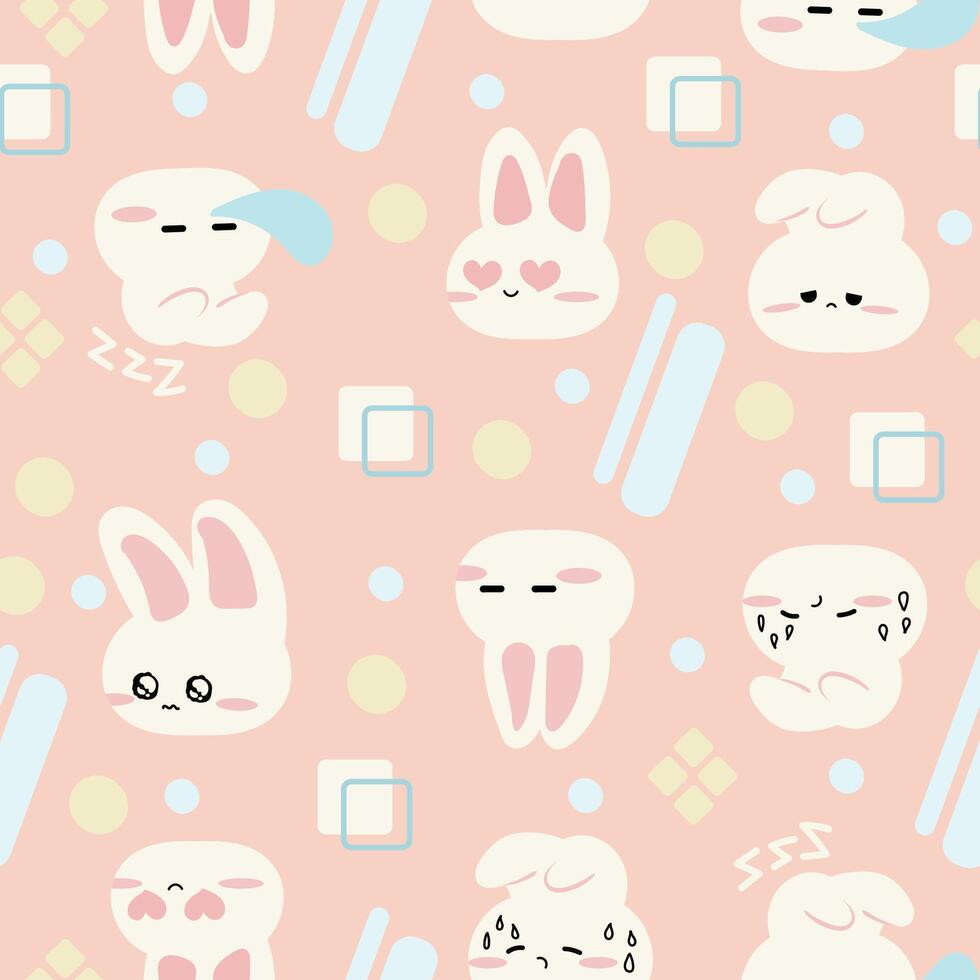 Cute Bunny Seamless Pattern Gift Wrapper Design Vector Illustration Background