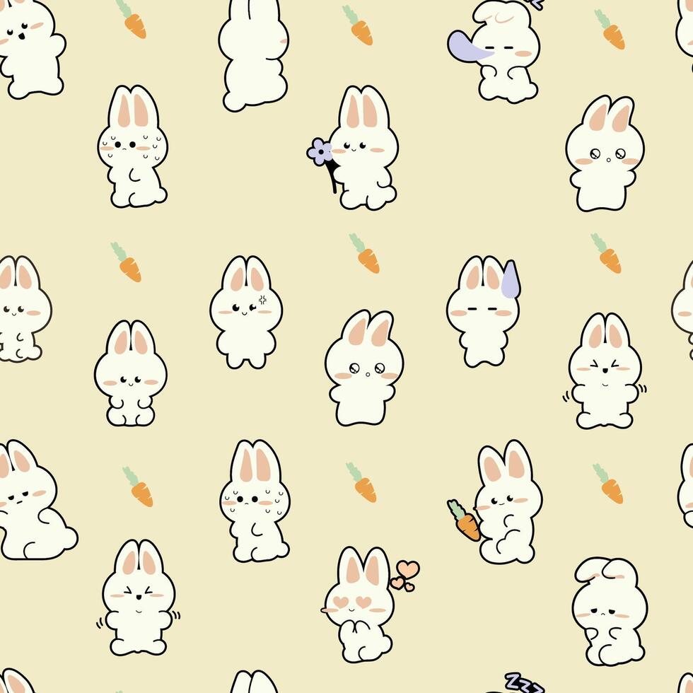 Cute Bunny Seamless Pattern Gift Wrapper Design Vector Illustration Background