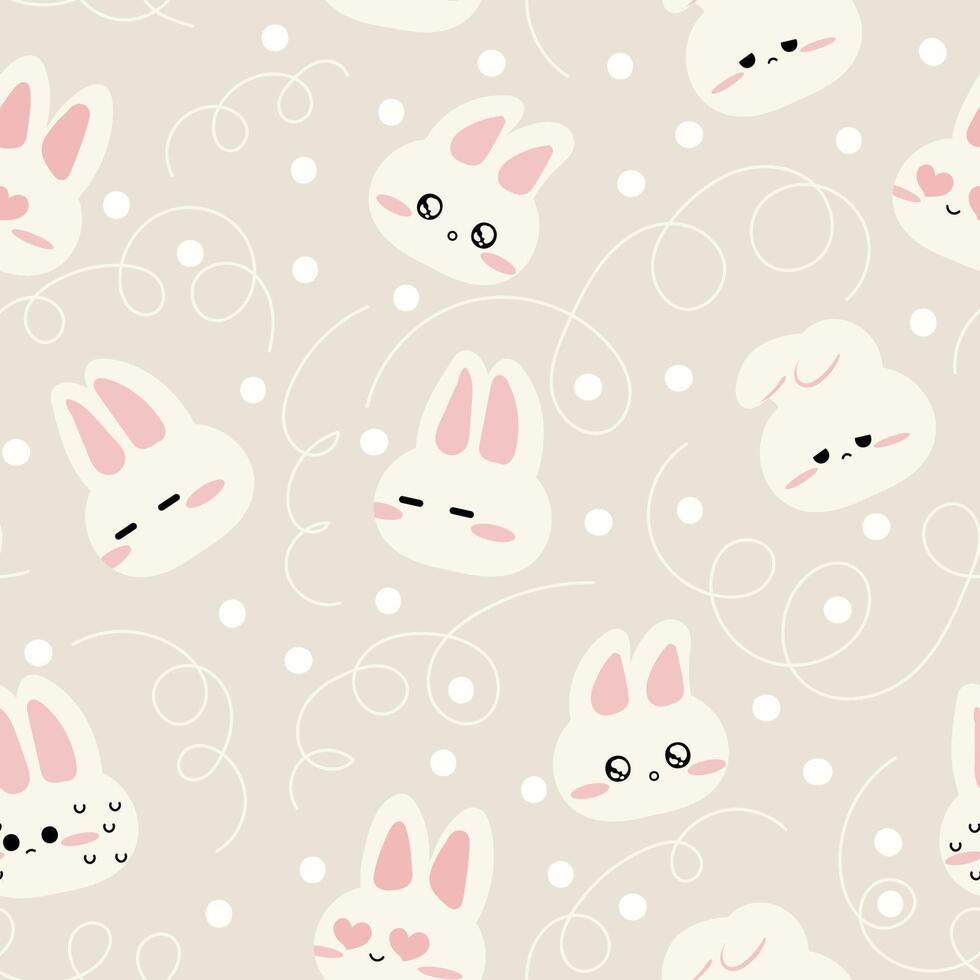 Cute Bunny Seamless Pattern Gift Wrapper Design Vector Illustration Background