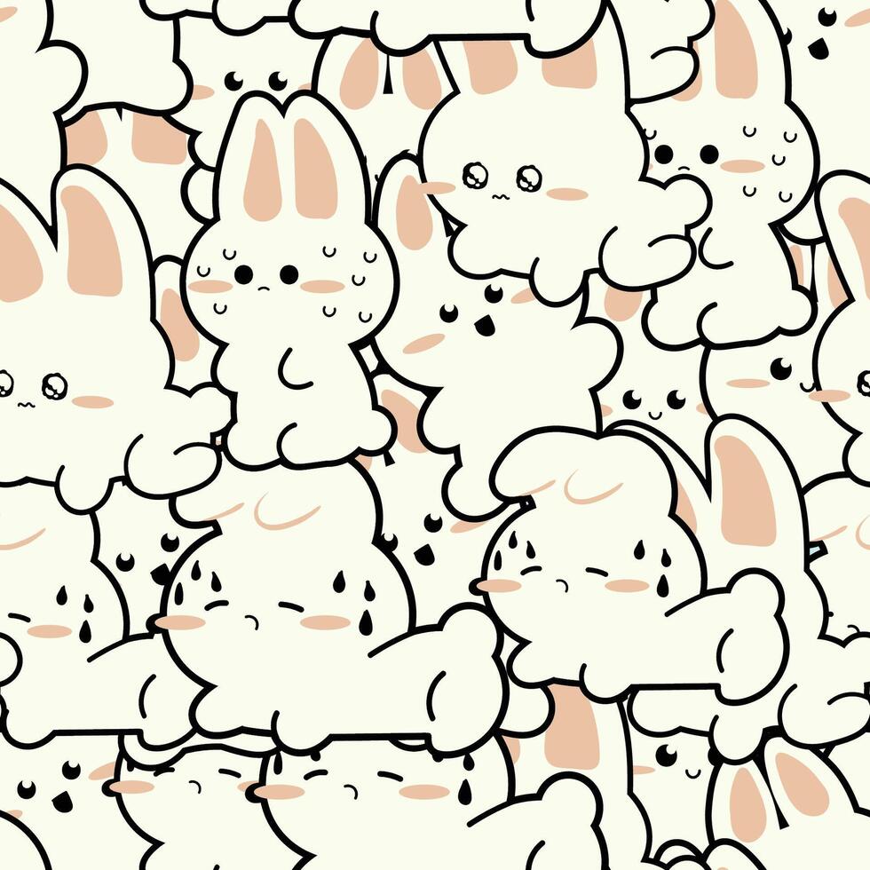 Cute Bunny Seamless Pattern Gift Wrapper Design Vector Illustration Background