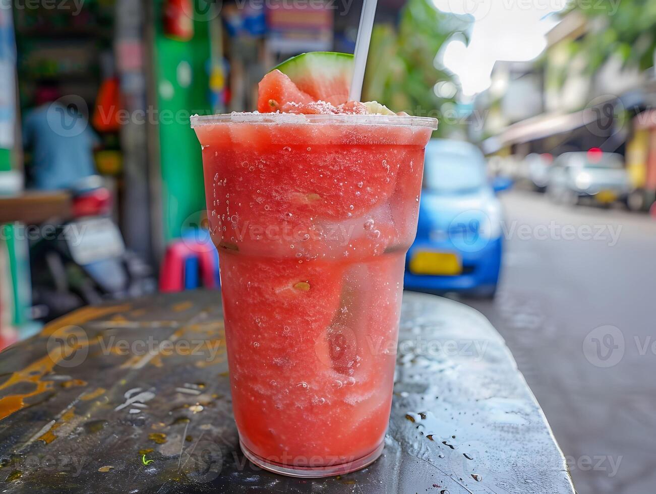 AI generated Watermelon smoothie street food cool down photo