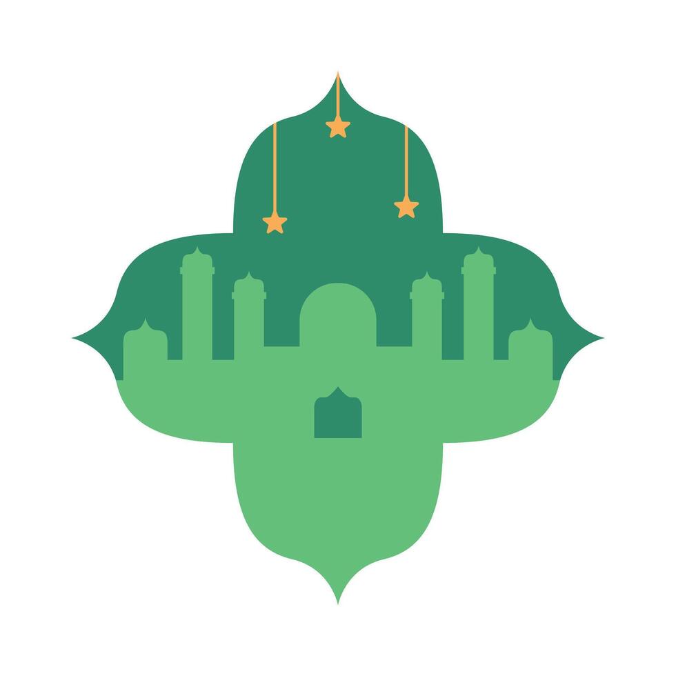 Mosque silhouette in an Islamic frame vector