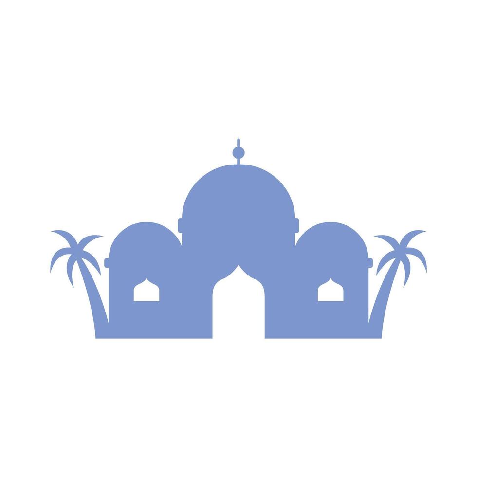 Silhouette Islamic mosque with palm trees vector