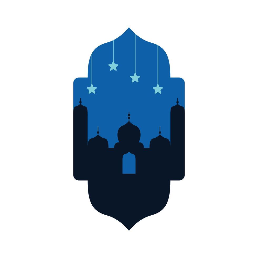 Mosque silhouette in an Islamic frame vector