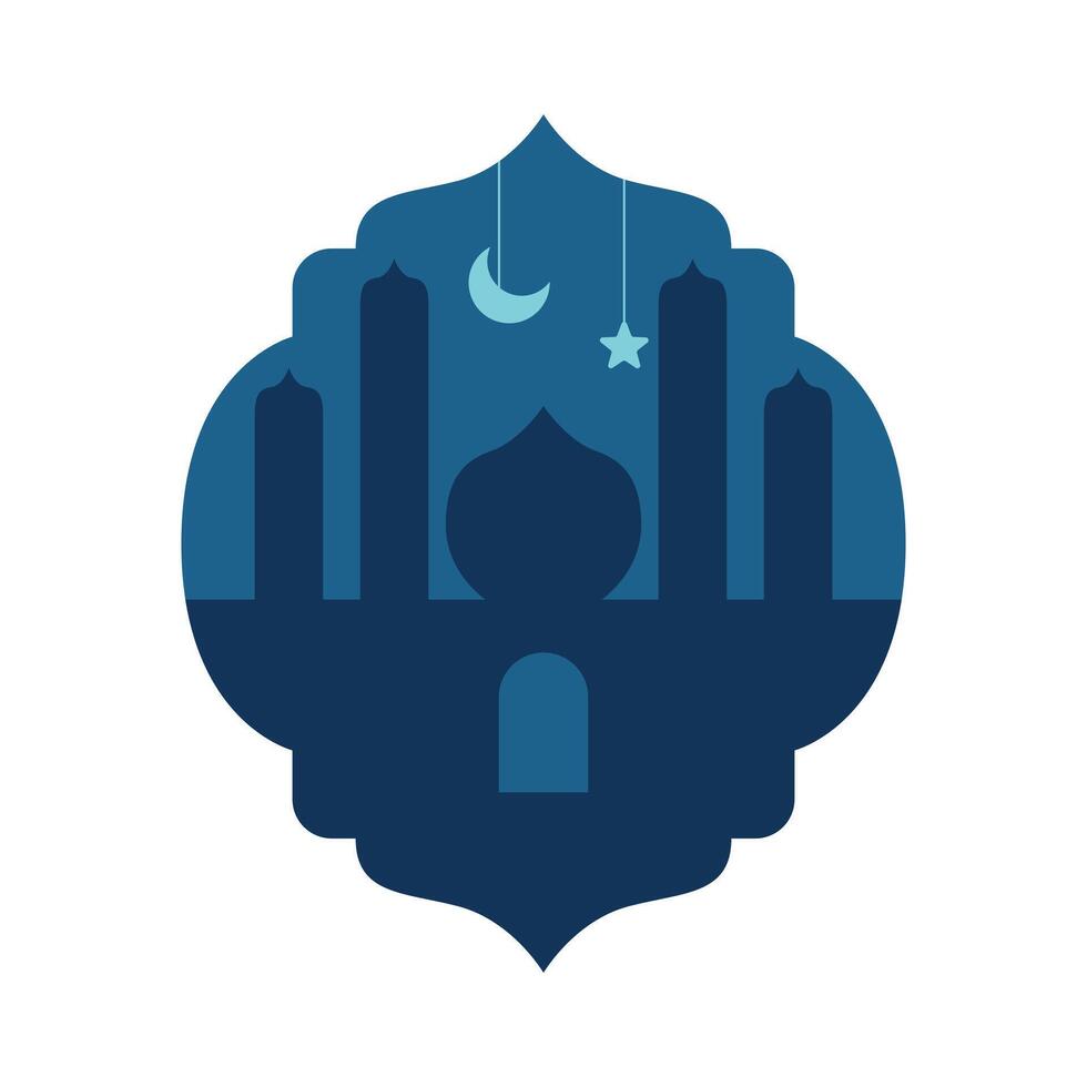 mezquita silueta en un islámico marco vector