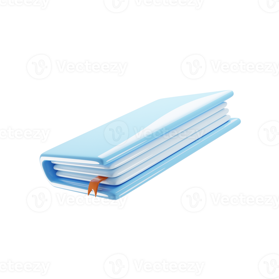 Cartoon book icon with blue color. Education icon concept. 3d rendering illustration png